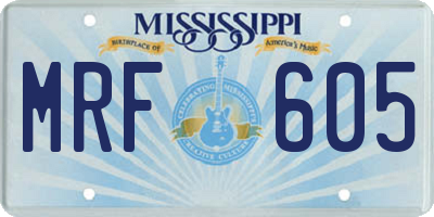 MS license plate MRF605