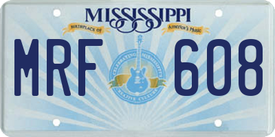 MS license plate MRF608
