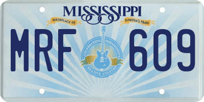 MS license plate MRF609
