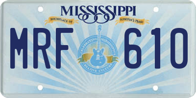 MS license plate MRF610
