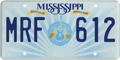 MS license plate MRF612