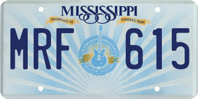 MS license plate MRF615