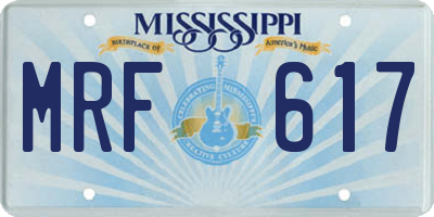 MS license plate MRF617