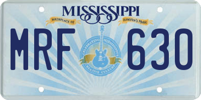 MS license plate MRF630