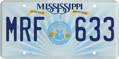 MS license plate MRF633