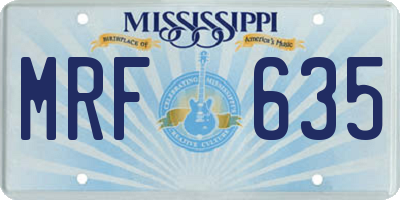 MS license plate MRF635