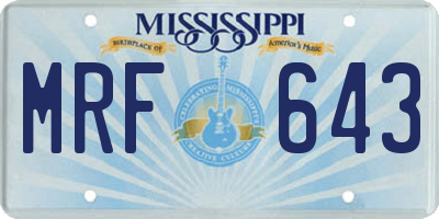 MS license plate MRF643