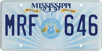 MS license plate MRF646