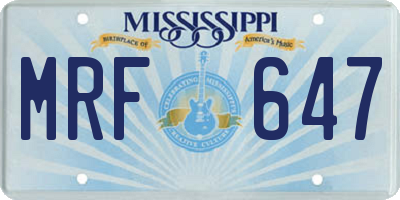 MS license plate MRF647