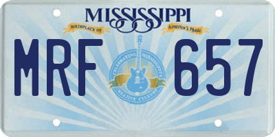 MS license plate MRF657