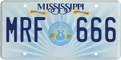 MS license plate MRF666