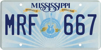 MS license plate MRF667