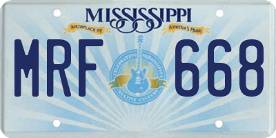 MS license plate MRF668
