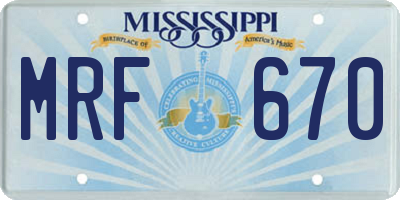 MS license plate MRF670