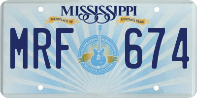 MS license plate MRF674