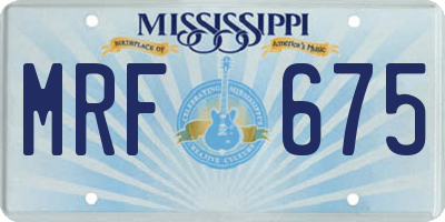 MS license plate MRF675