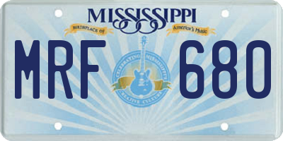 MS license plate MRF680