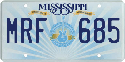 MS license plate MRF685