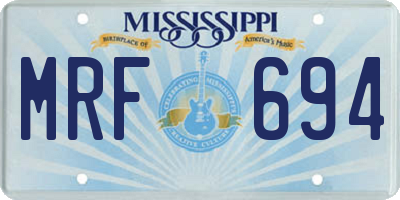 MS license plate MRF694
