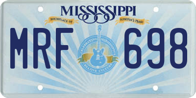 MS license plate MRF698