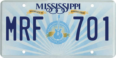 MS license plate MRF701