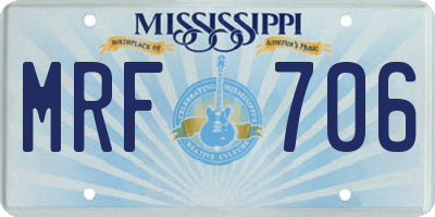 MS license plate MRF706