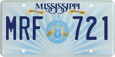 MS license plate MRF721