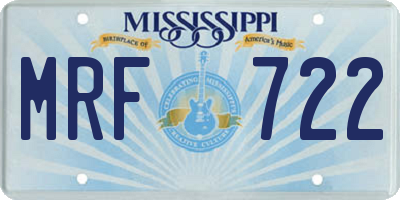 MS license plate MRF722
