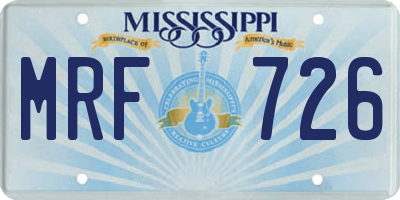 MS license plate MRF726