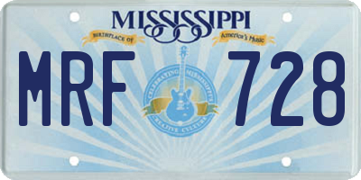 MS license plate MRF728