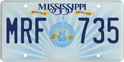 MS license plate MRF735