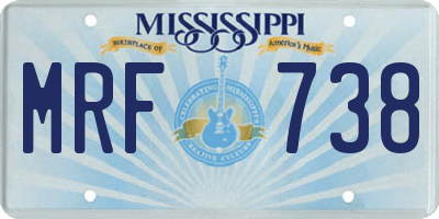 MS license plate MRF738