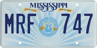 MS license plate MRF747