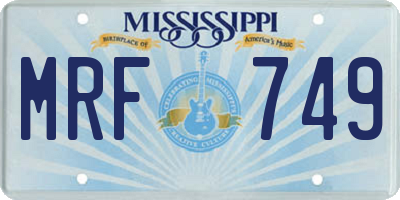 MS license plate MRF749