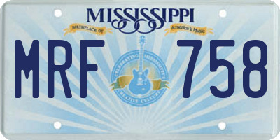 MS license plate MRF758