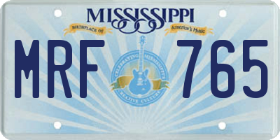 MS license plate MRF765