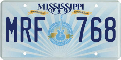 MS license plate MRF768
