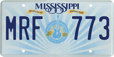 MS license plate MRF773