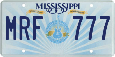 MS license plate MRF777