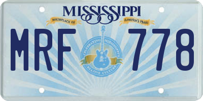 MS license plate MRF778