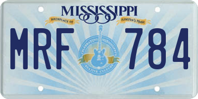 MS license plate MRF784