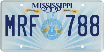 MS license plate MRF788