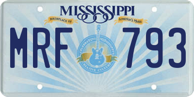 MS license plate MRF793