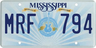 MS license plate MRF794