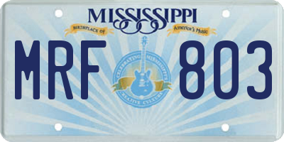 MS license plate MRF803