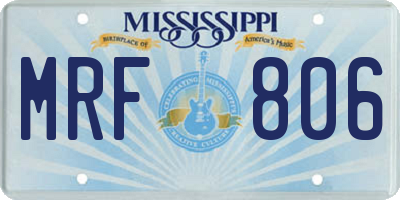 MS license plate MRF806