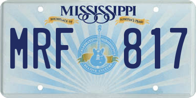 MS license plate MRF817