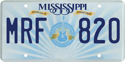 MS license plate MRF820