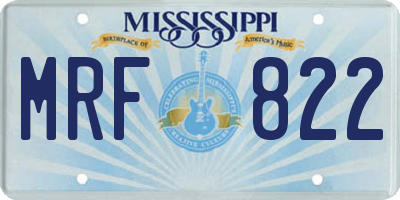 MS license plate MRF822
