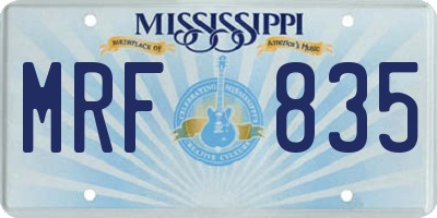 MS license plate MRF835